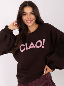 RUE PARIS Ciemnobrązowa bluza oversize z napisem