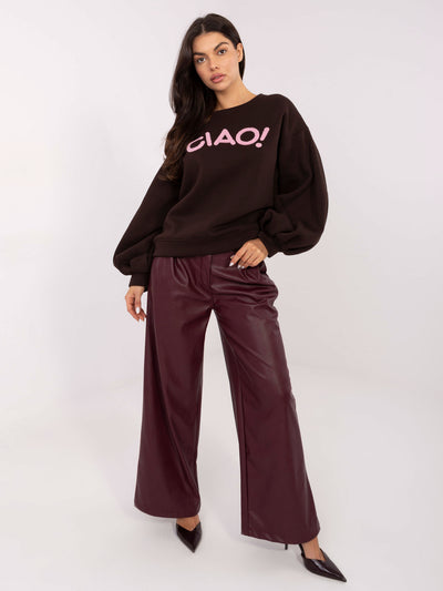 RUE PARIS Ciemnobrązowa bluza oversize z napisem