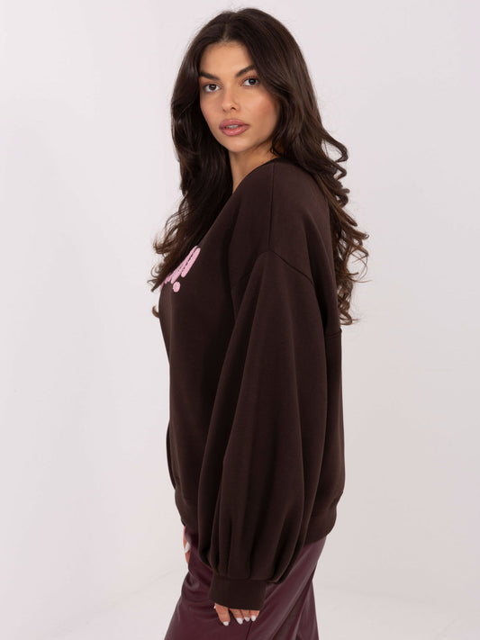 RUE PARIS Ciemnobrązowa bluza oversize z napisem