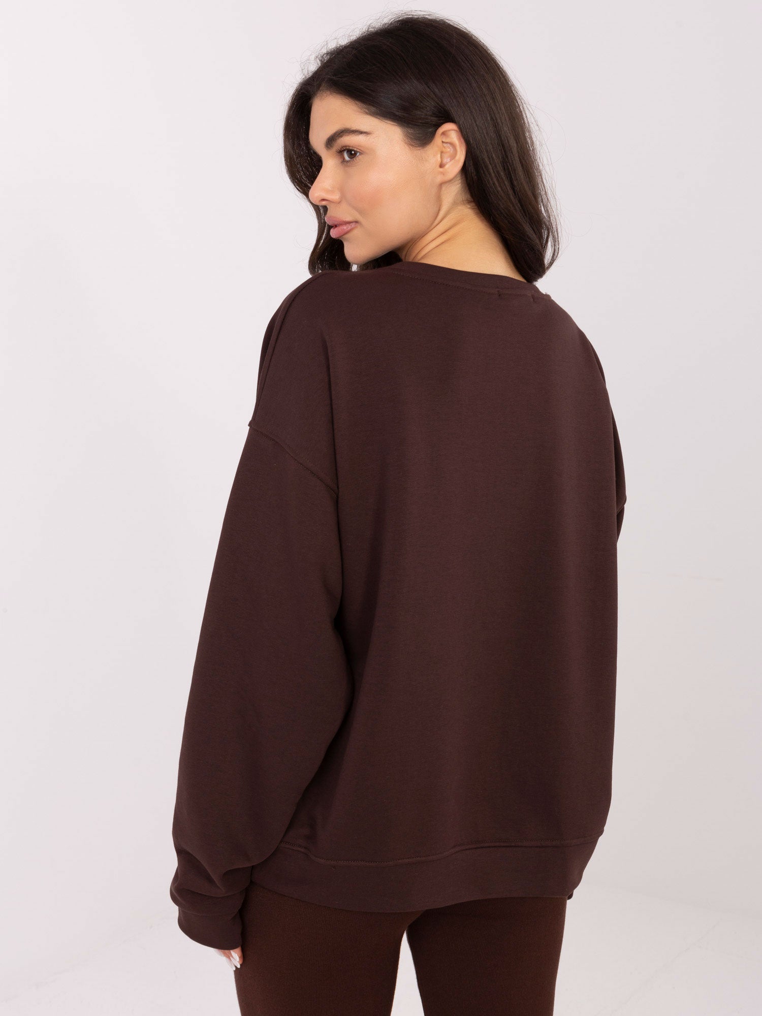 Ciemnobrązowa damska bluza oversize bez kaptura