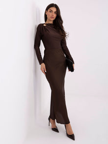 Ciemnobrązowe eleganckie body z drapowaniem