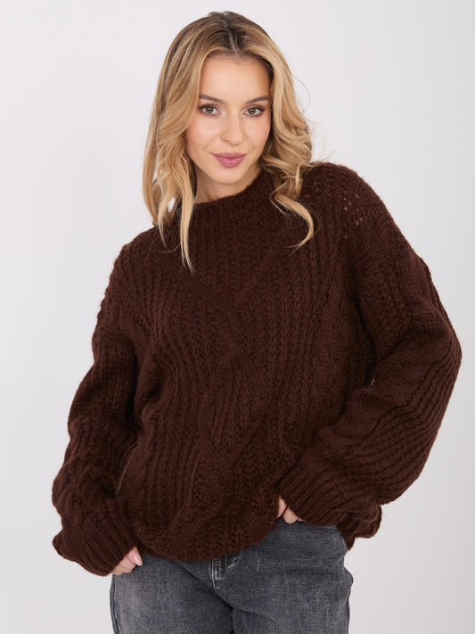 Ciemnobrązowy sweter oversize z domieszką moheru
