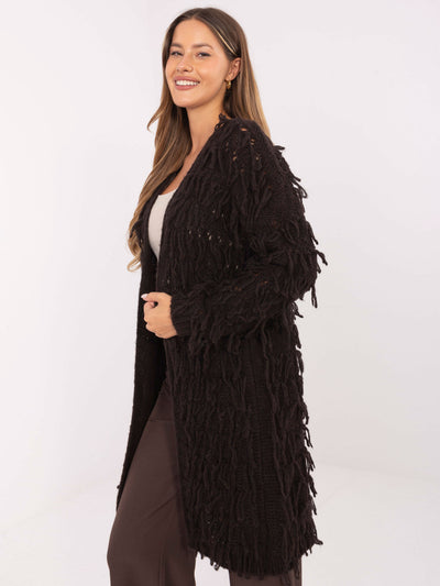 RUE PARIS Ciemnobrązowy kardigan w stylu boho