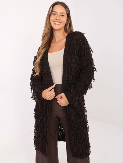 RUE PARIS Ciemnobrązowy kardigan w stylu boho
