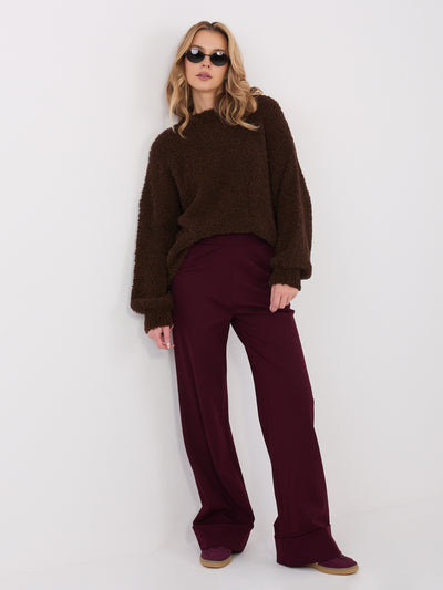 Ciemnobrązowy sweter boucle z domieszką wełny