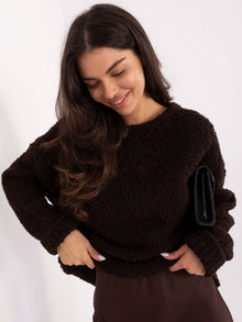 Ciemnobrązowy sweter boucle o kroju oversize