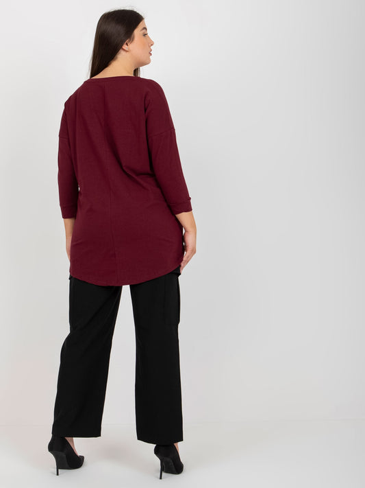 Ciemnofioletowa bluzka bawełniana plus size