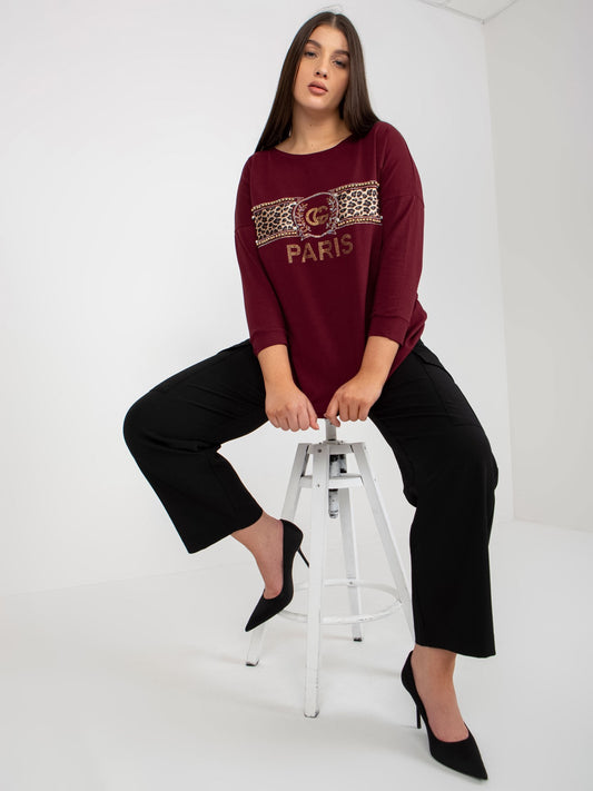 Ciemnofioletowa bluzka bawełniana plus size