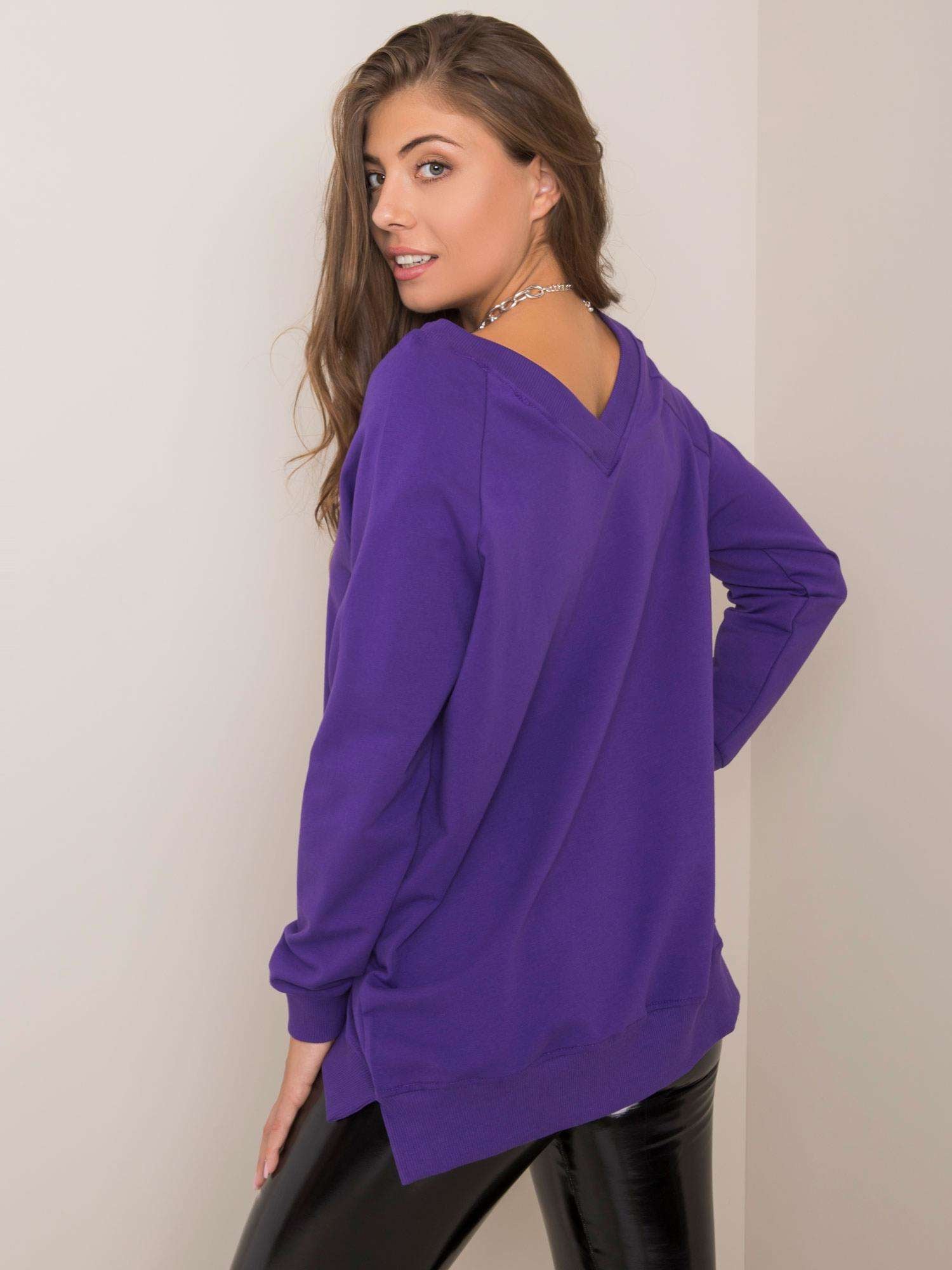 RUE PARIS Ciemnofioletowa bluza bawełniana