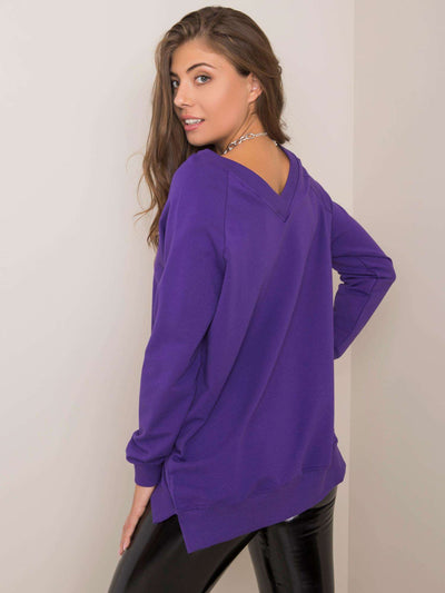 RUE PARIS Ciemnofioletowa bluza bawełniana