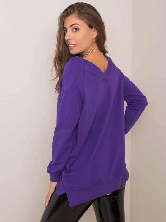 RUE PARIS Ciemnofioletowa bluza bawełniana