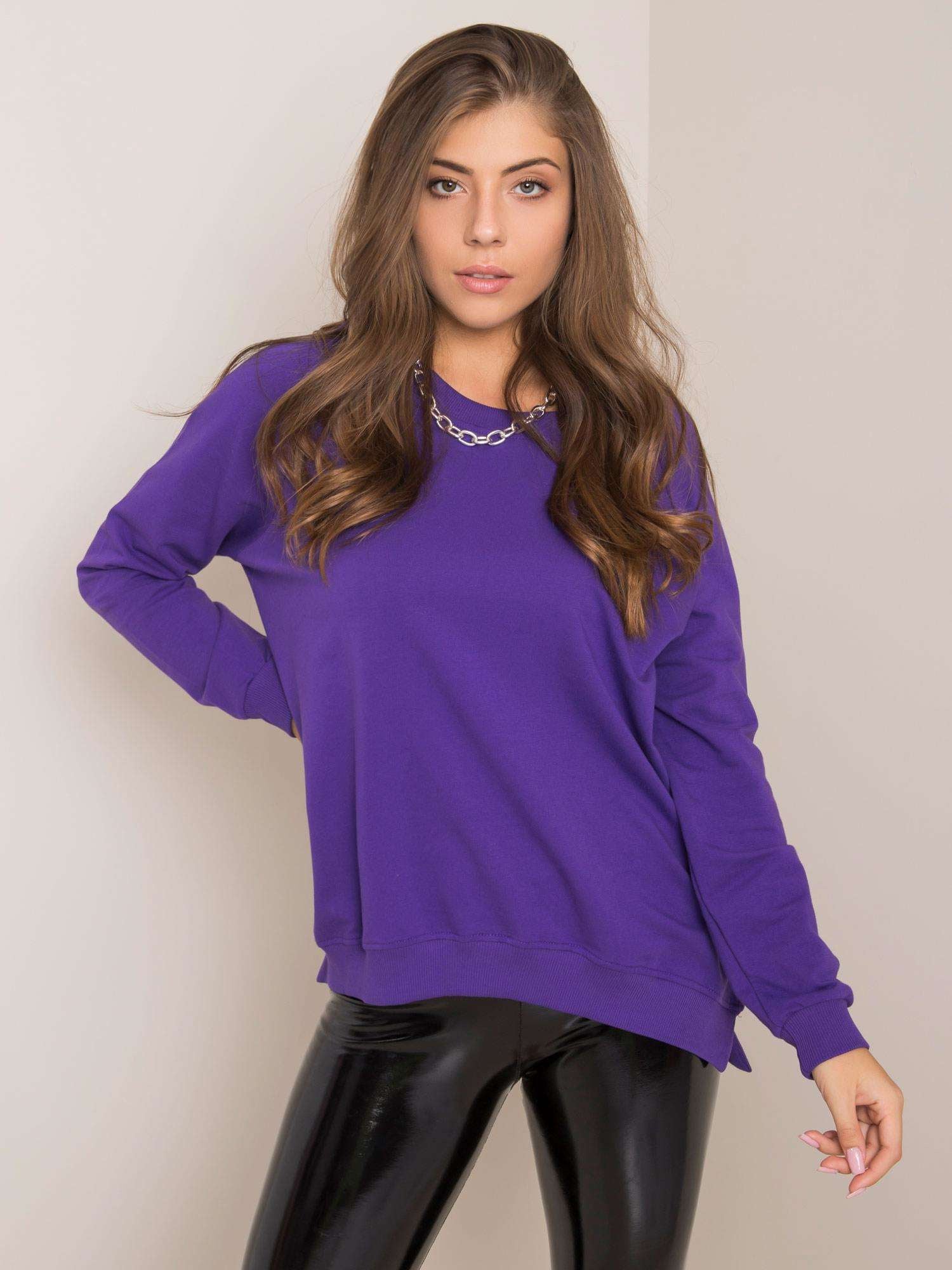 RUE PARIS Ciemnofioletowa bluza bawełniana