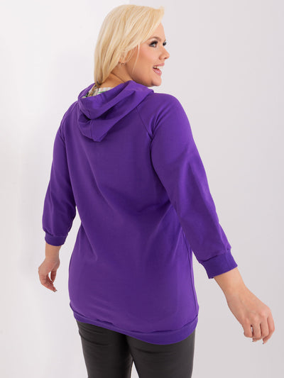Ciemnofioletowa damska bluza plus size ze ściągaczami
