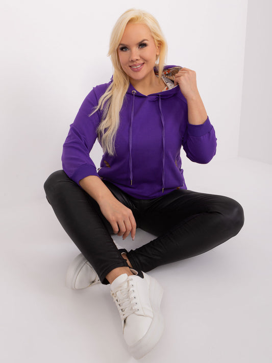 Ciemnofioletowa damska bluza plus size ze ściągaczami