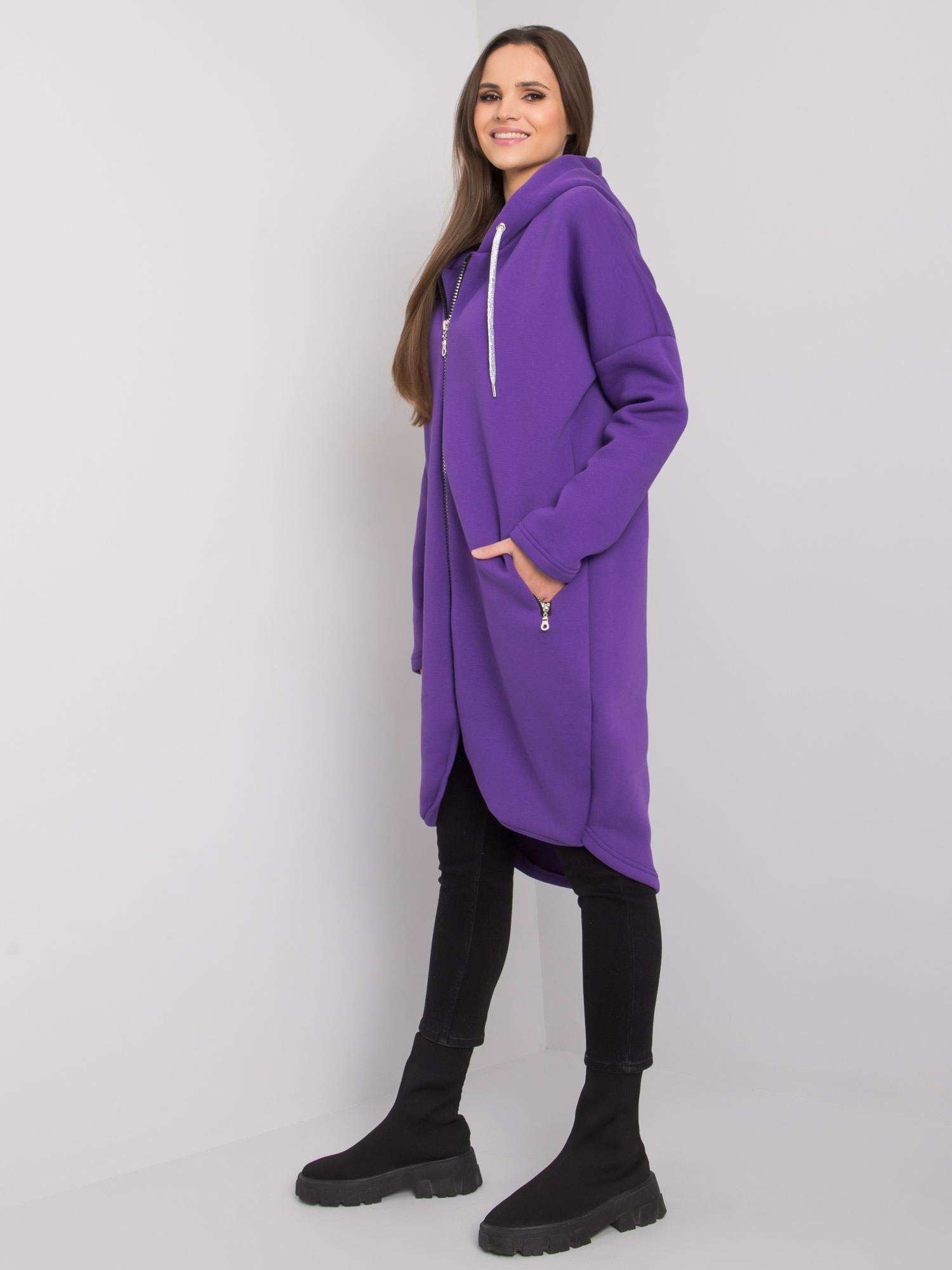 Ciemnofioletowa bluza basic na suwak