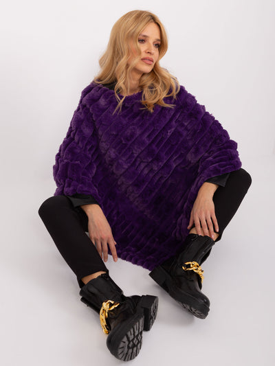Ciemnofioletowe eleganckie poncho damskie