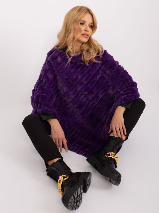 Ciemnofioletowe eleganckie poncho damskie