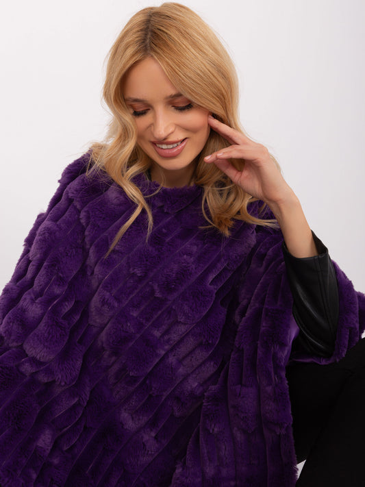 Ciemnofioletowe eleganckie poncho damskie