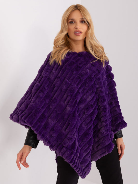 Ciemnofioletowe eleganckie poncho damskie