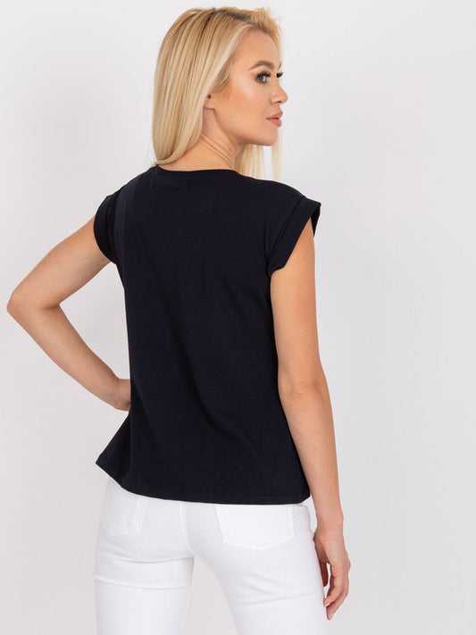 Ciemnogranatowy luźny t-shirt damski