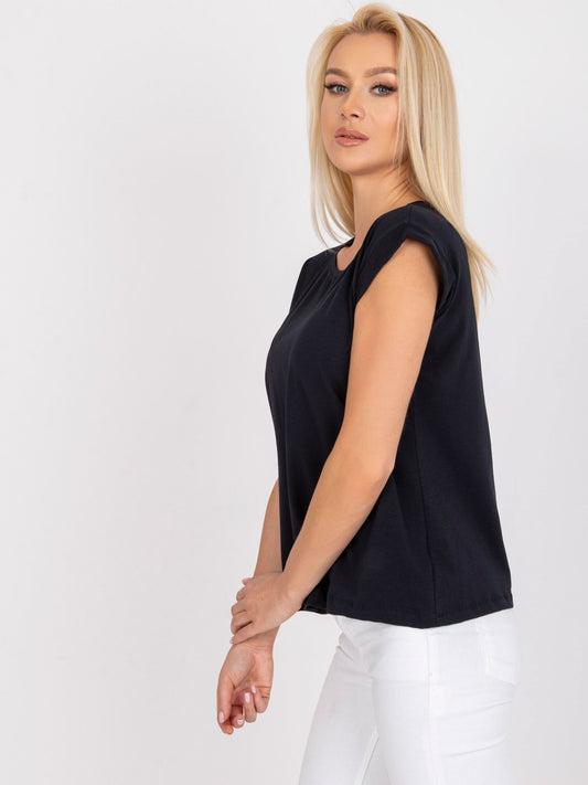 Ciemnogranatowy luźny t-shirt damski