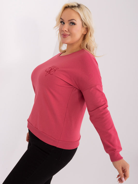 Ciemnokoralowa bluzka plus size ze ściągaczami