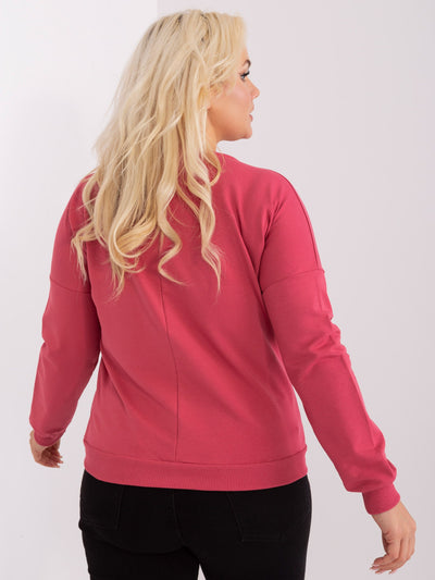 Ciemnokoralowa bluzka plus size ze ściągaczami