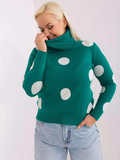 Ciemnomorski sweter plus size z długim rękawem