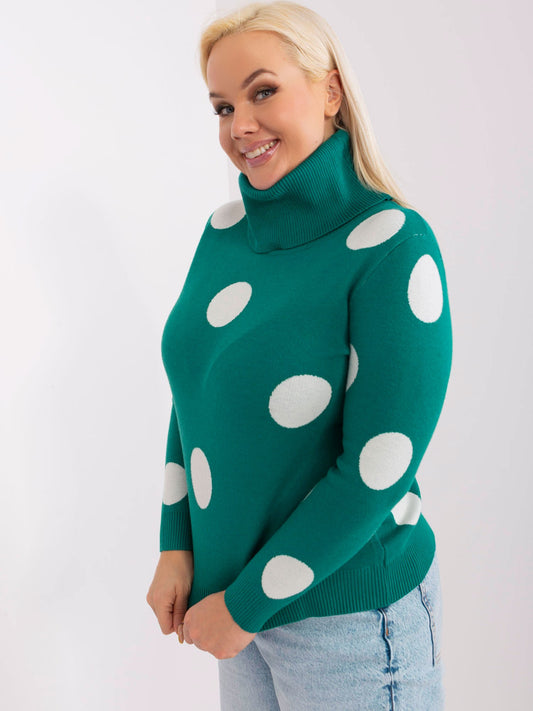 Ciemnomorski sweter plus size z długim rękawem
