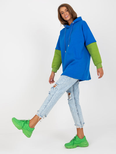 Ciemnoniebieska damska bluza basic z kapturem RUE PARIS