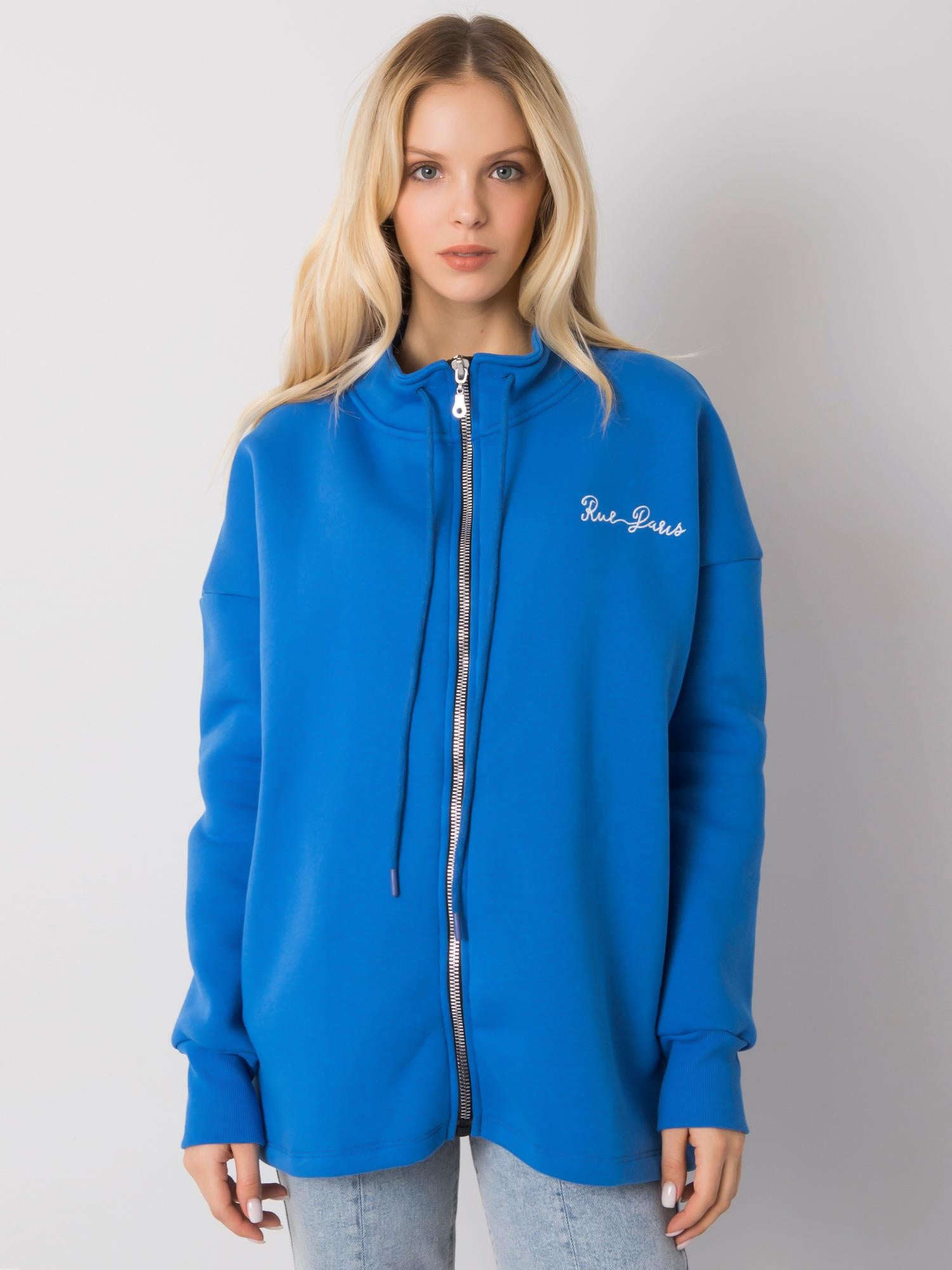 RUE PARIS Ciemnoniebieska bluza z kieszeniami