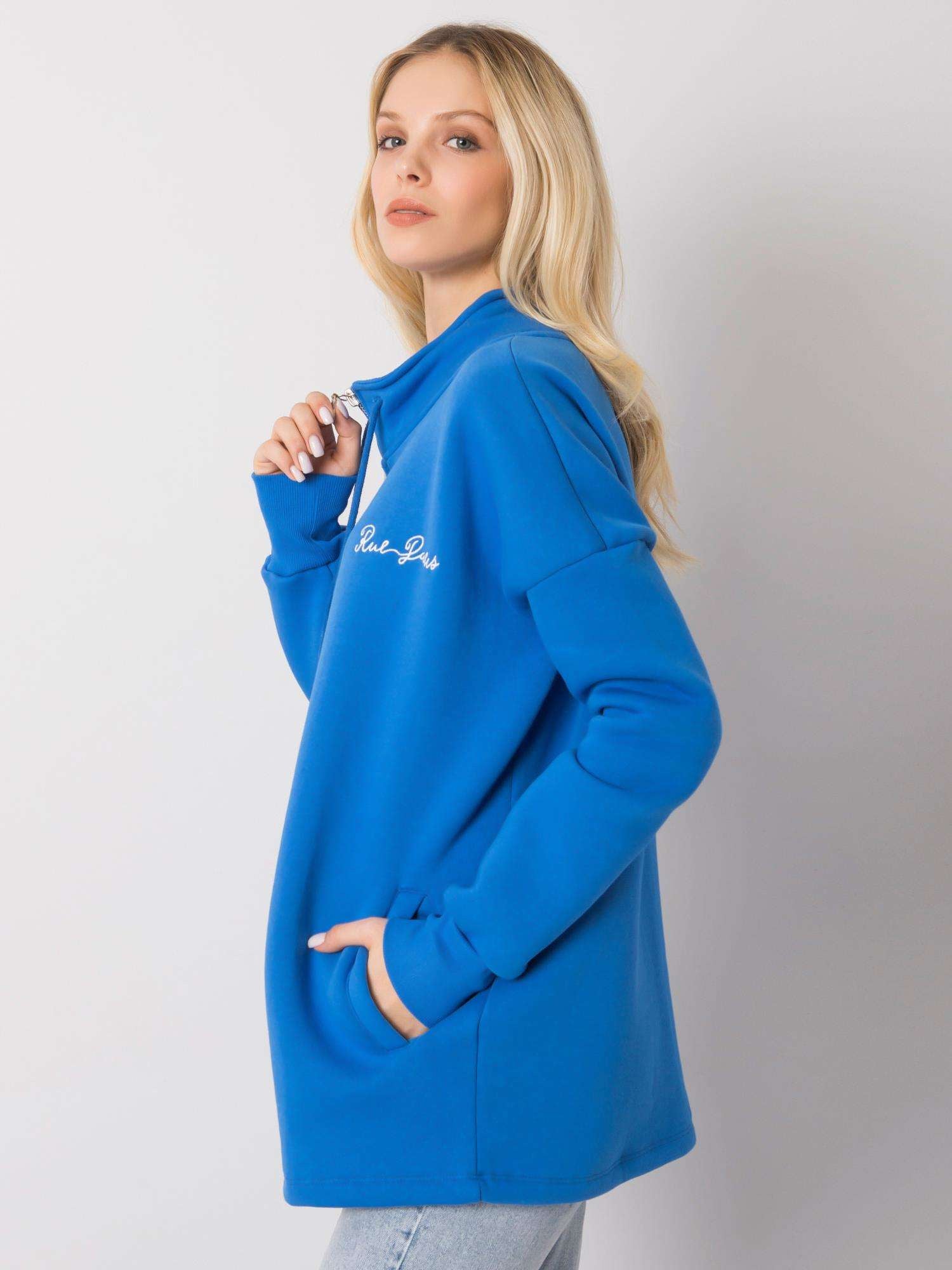 RUE PARIS Ciemnoniebieska bluza z kieszeniami