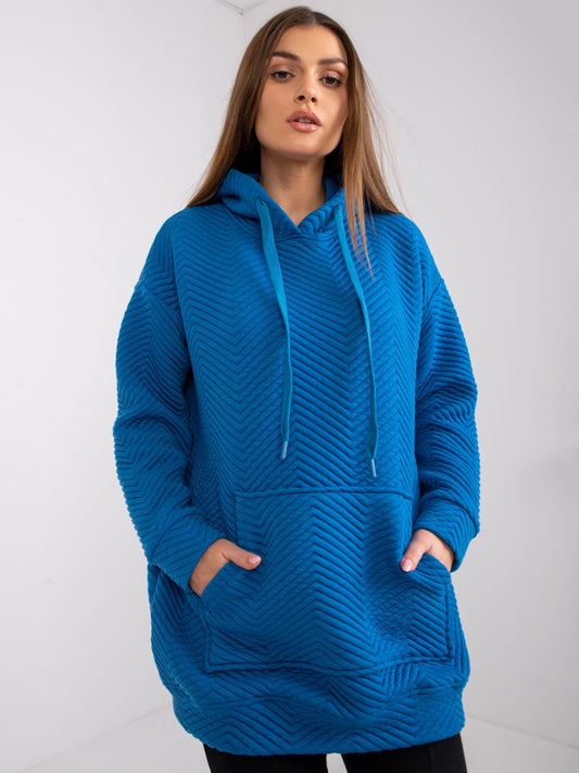 RUE PARIS Ciemnoniebieska bluza z kapturem