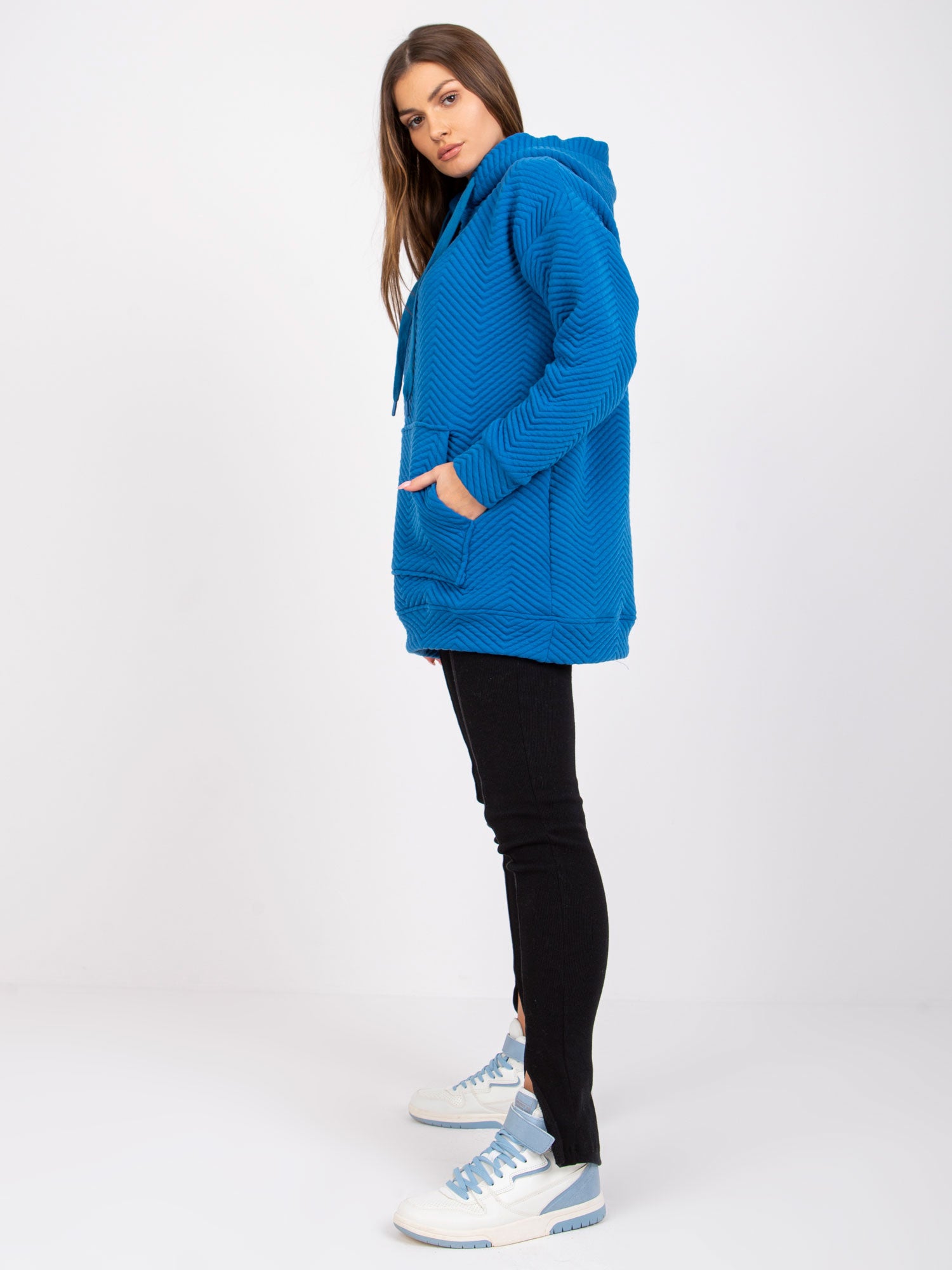 RUE PARIS Ciemnoniebieska bluza z kapturem