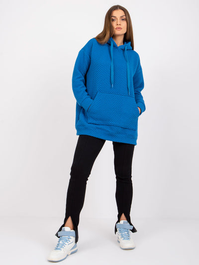 RUE PARIS Ciemnoniebieska bluza z kapturem