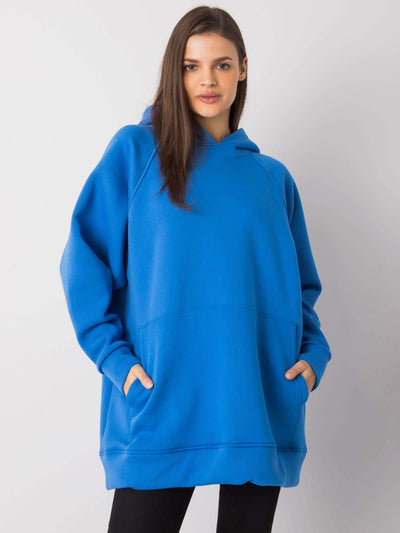 Ciemnoniebieska luźna bluza kangurka