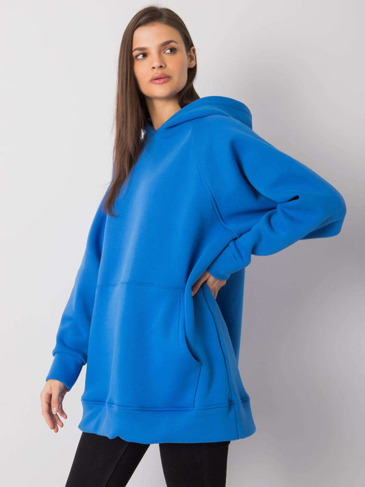 Ciemnoniebieska luźna bluza kangurka