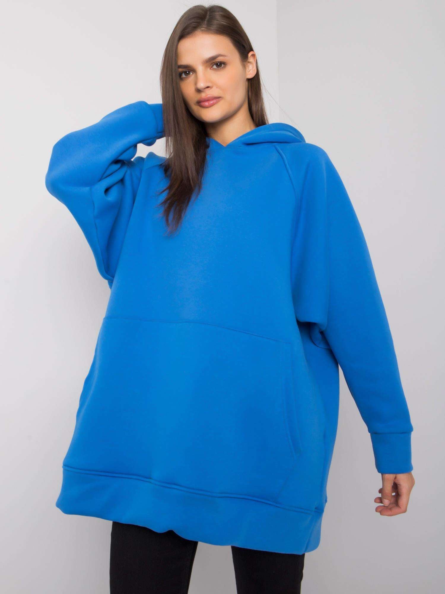 Ciemnoniebieska luźna bluza kangurka