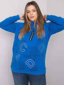 Ciemnoniebieska bluza plus size z dżetami