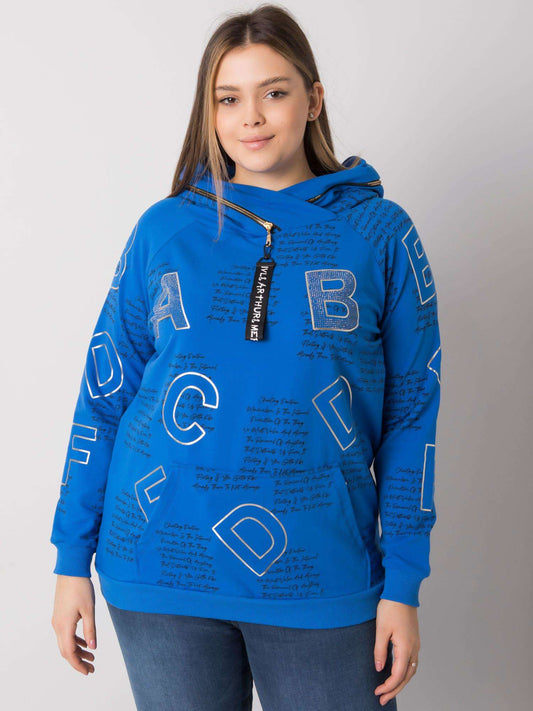 Ciemnoniebieska bluza plus size z dżetami