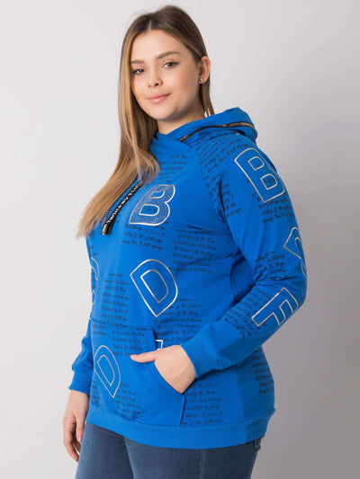 Ciemnoniebieska bluza plus size z dżetami