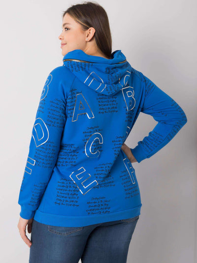 Ciemnoniebieska bluza plus size z dżetami