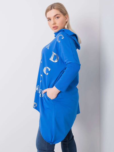 Ciemnoniebieska bluza plus size z nadrukiem
