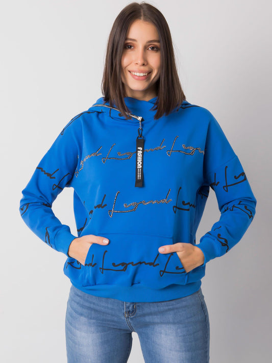 Ciemnoniebieska bluza plus size z printem