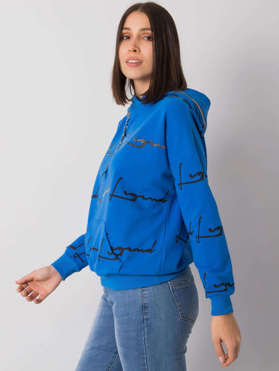 Ciemnoniebieska bluza plus size z printem