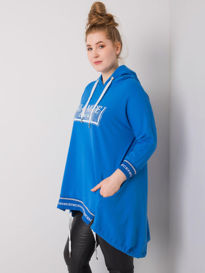 Ciemnoniebieska bluza damska plus size z kieszenią