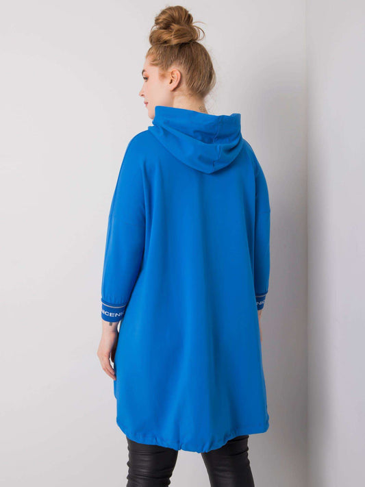 Ciemnoniebieska bluza damska plus size z kieszenią