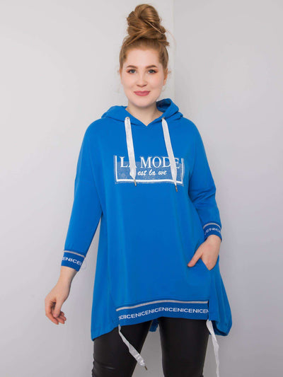 Ciemnoniebieska bluza damska plus size z kieszenią