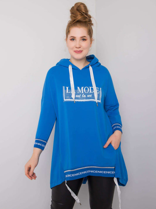 Ciemnoniebieska bluza damska plus size z kieszenią
