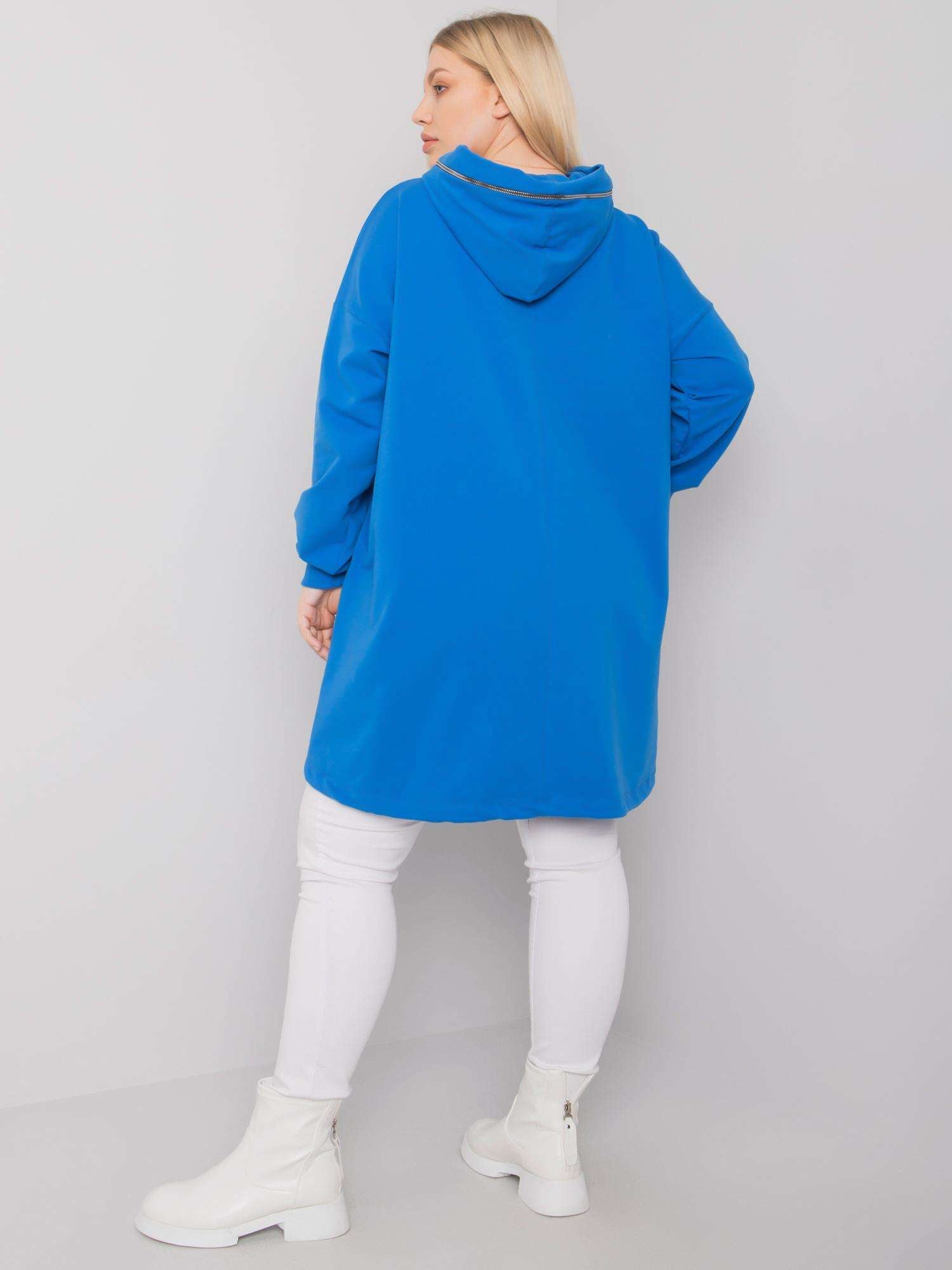 Ciemnoniebieska bluza plus size z nadrukiem i aplikacją